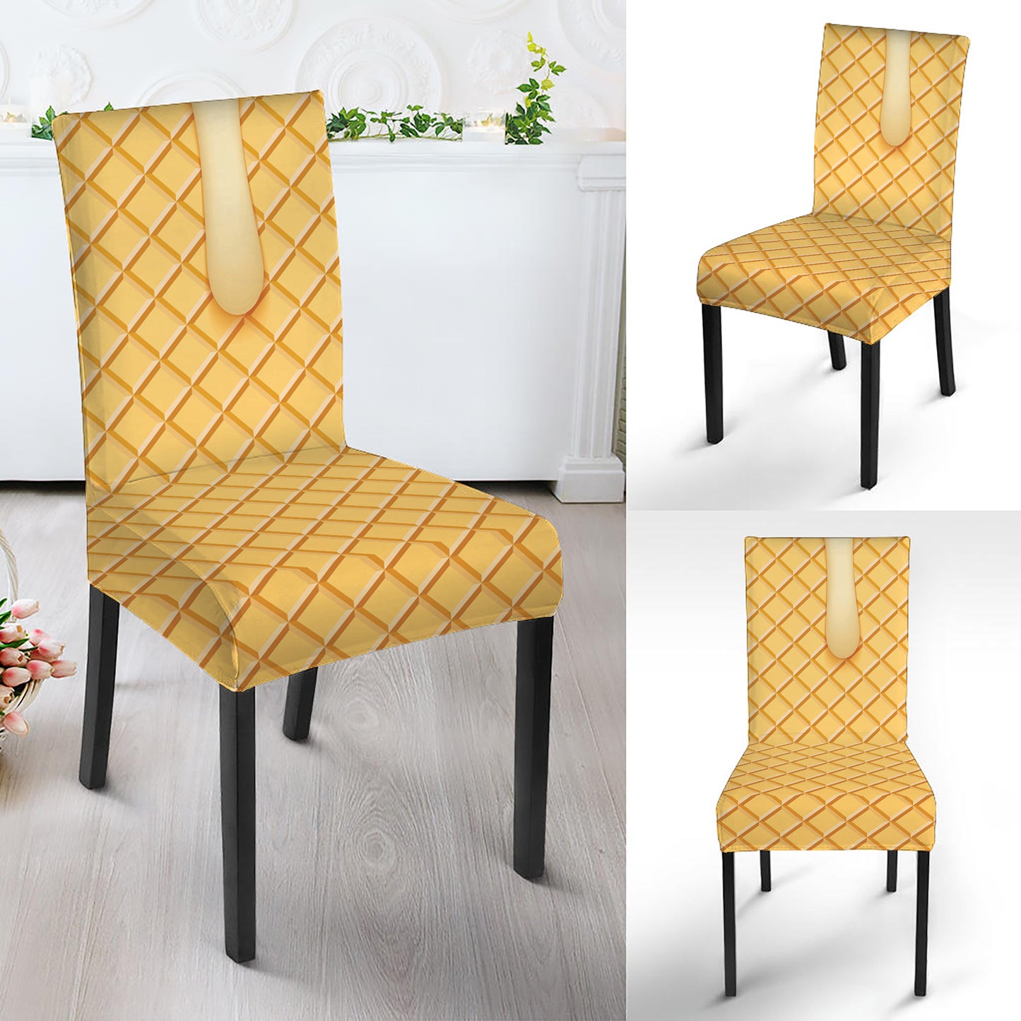 Vanilla Ice Cream Melted Print Dining Chair Slipcover