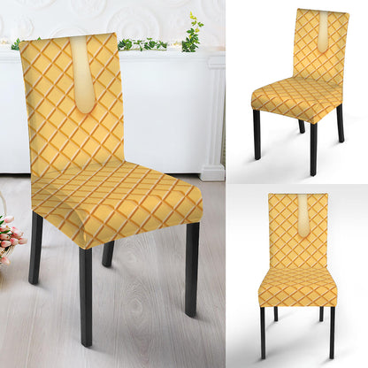 Vanilla Ice Cream Melted Print Dining Chair Slipcover