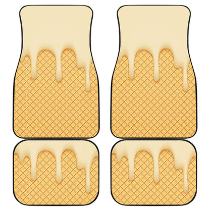 Vanilla Ice Cream Melted Print Front and Back Car Floor Mats