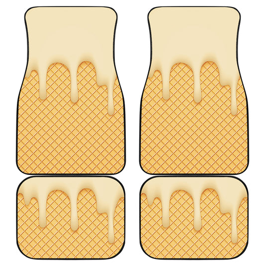 Vanilla Ice Cream Melted Print Front and Back Car Floor Mats