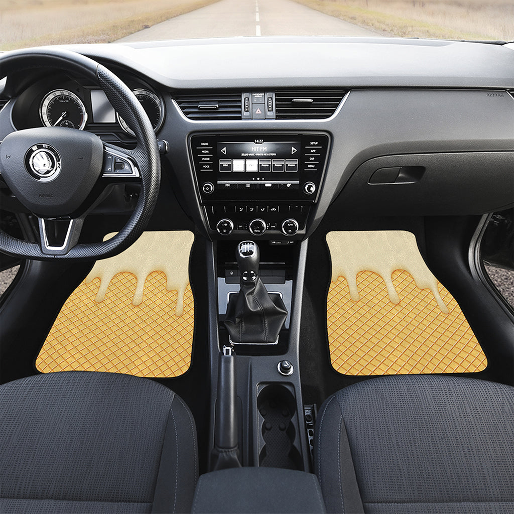Vanilla Ice Cream Melted Print Front and Back Car Floor Mats
