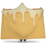 Vanilla Ice Cream Melted Print Hooded Blanket