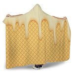 Vanilla Ice Cream Melted Print Hooded Blanket