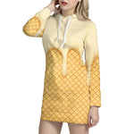 Vanilla Ice Cream Melted Print Hoodie Dress