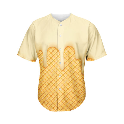 Vanilla Ice Cream Melted Print Men's Baseball Jersey