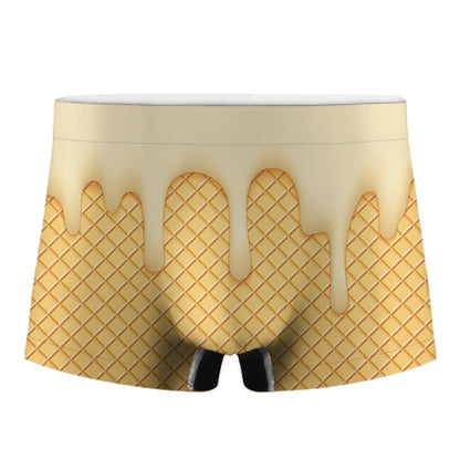 Vanilla Ice Cream Melted Print Men's Boxer Briefs