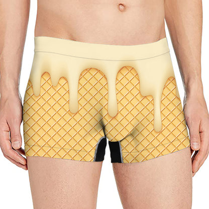 Vanilla Ice Cream Melted Print Men's Boxer Briefs