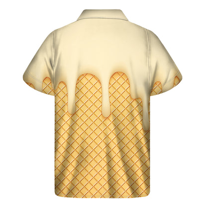 Vanilla Ice Cream Melted Print Men's Short Sleeve Shirt