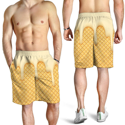 Vanilla Ice Cream Melted Print Men's Shorts