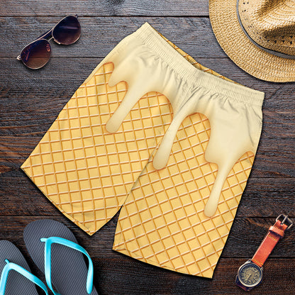 Vanilla Ice Cream Melted Print Men's Shorts
