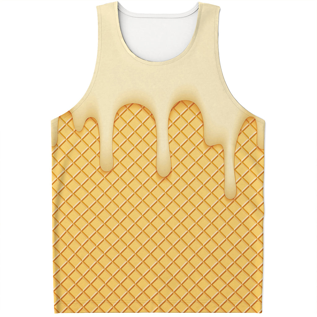 Vanilla Ice Cream Melted Print Men's Tank Top