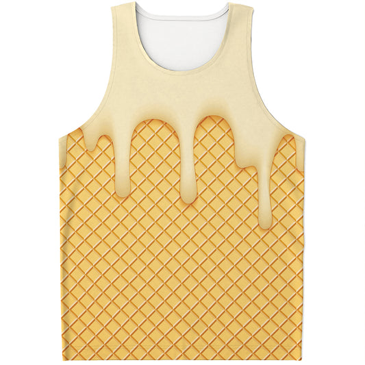 Vanilla Ice Cream Melted Print Men's Tank Top