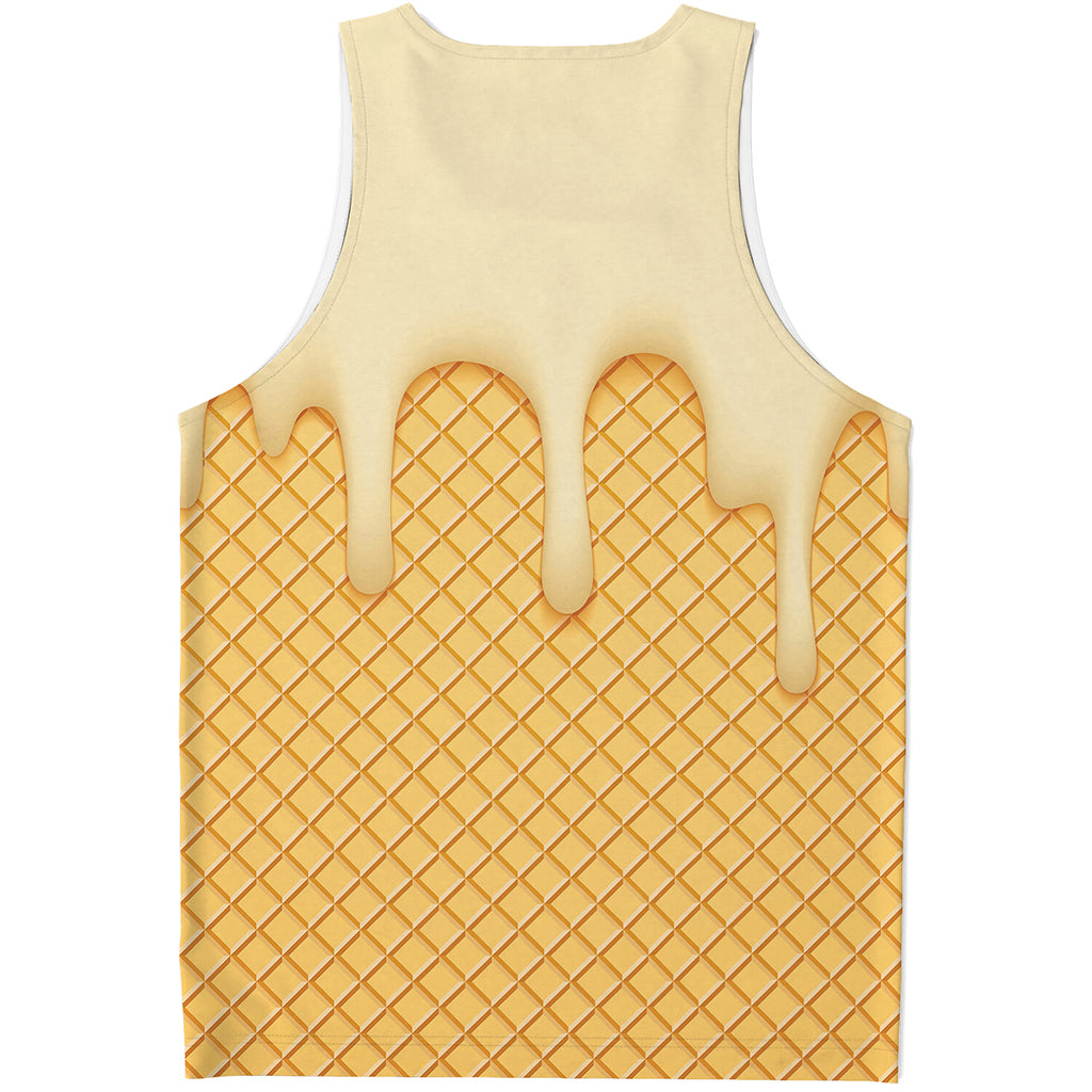 Vanilla Ice Cream Melted Print Men's Tank Top