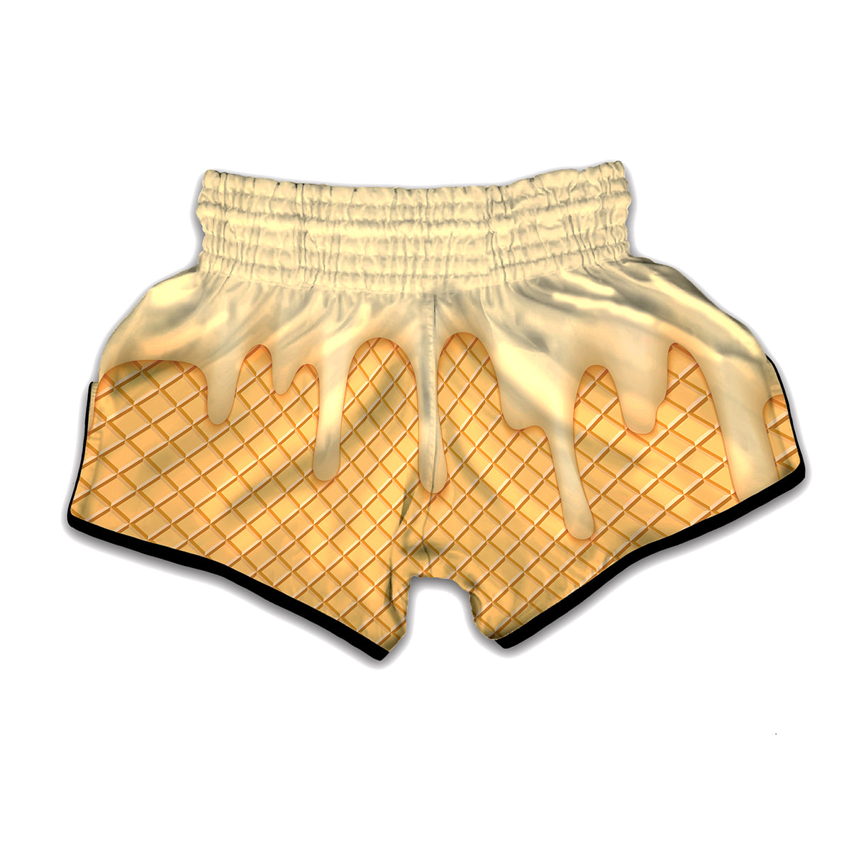 Vanilla Ice Cream Melted Print Muay Thai Boxing Shorts