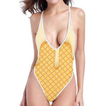 Vanilla Ice Cream Melted Print One Piece High Cut Swimsuit