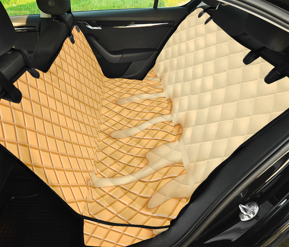 Vanilla Ice Cream Melted Print Pet Car Back Seat Cover