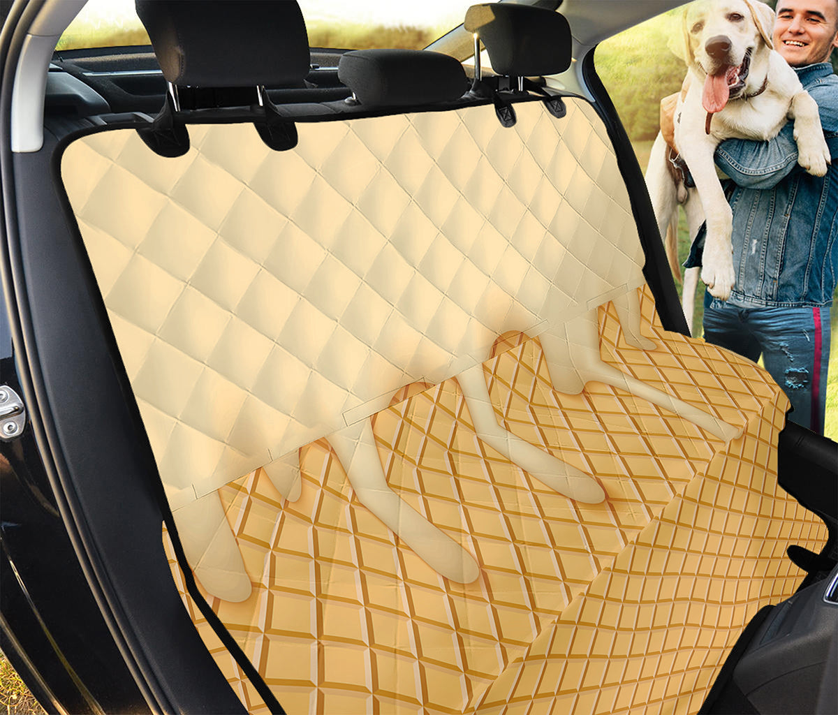 Vanilla Ice Cream Melted Print Pet Car Back Seat Cover