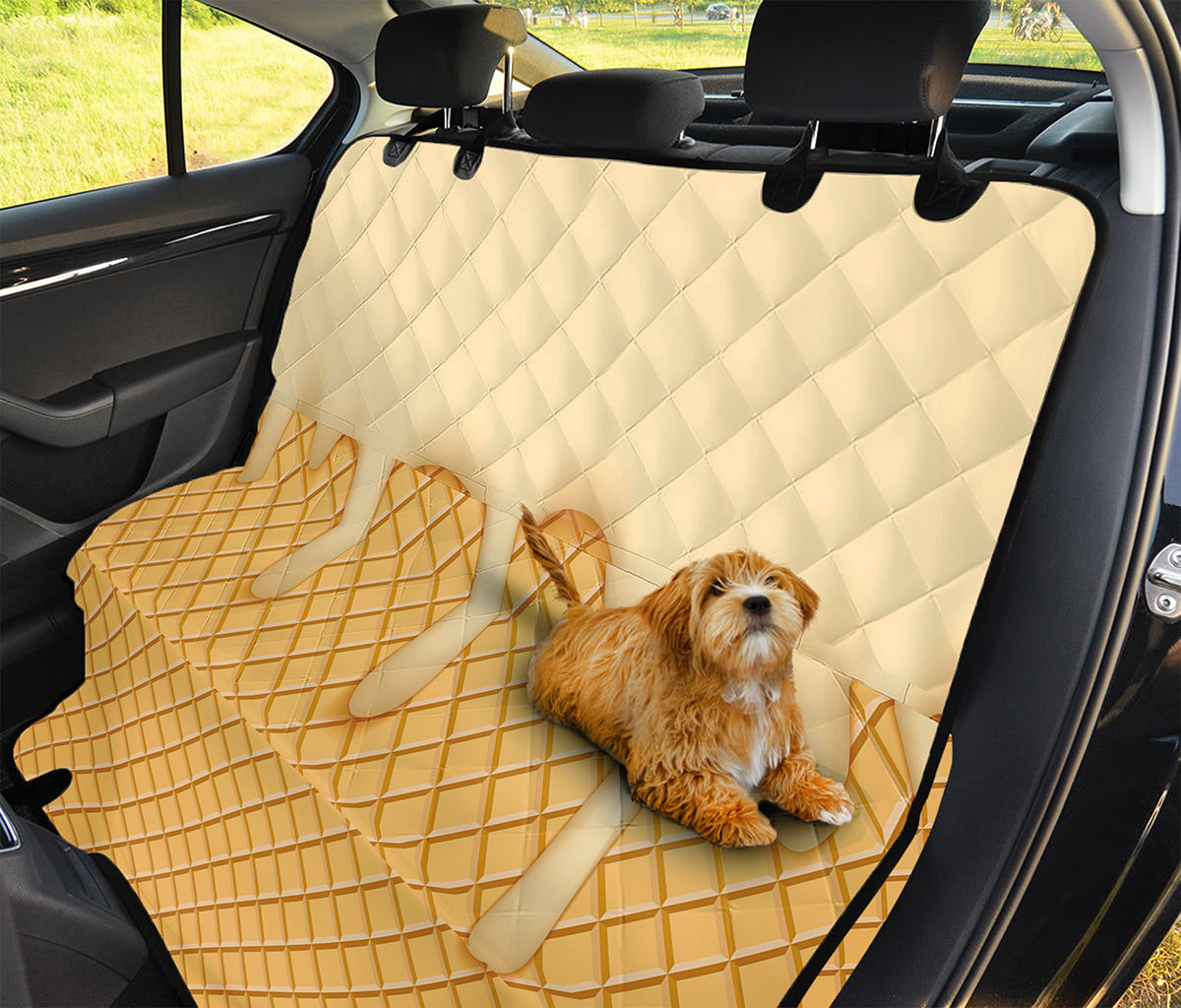 Vanilla Ice Cream Melted Print Pet Car Back Seat Cover