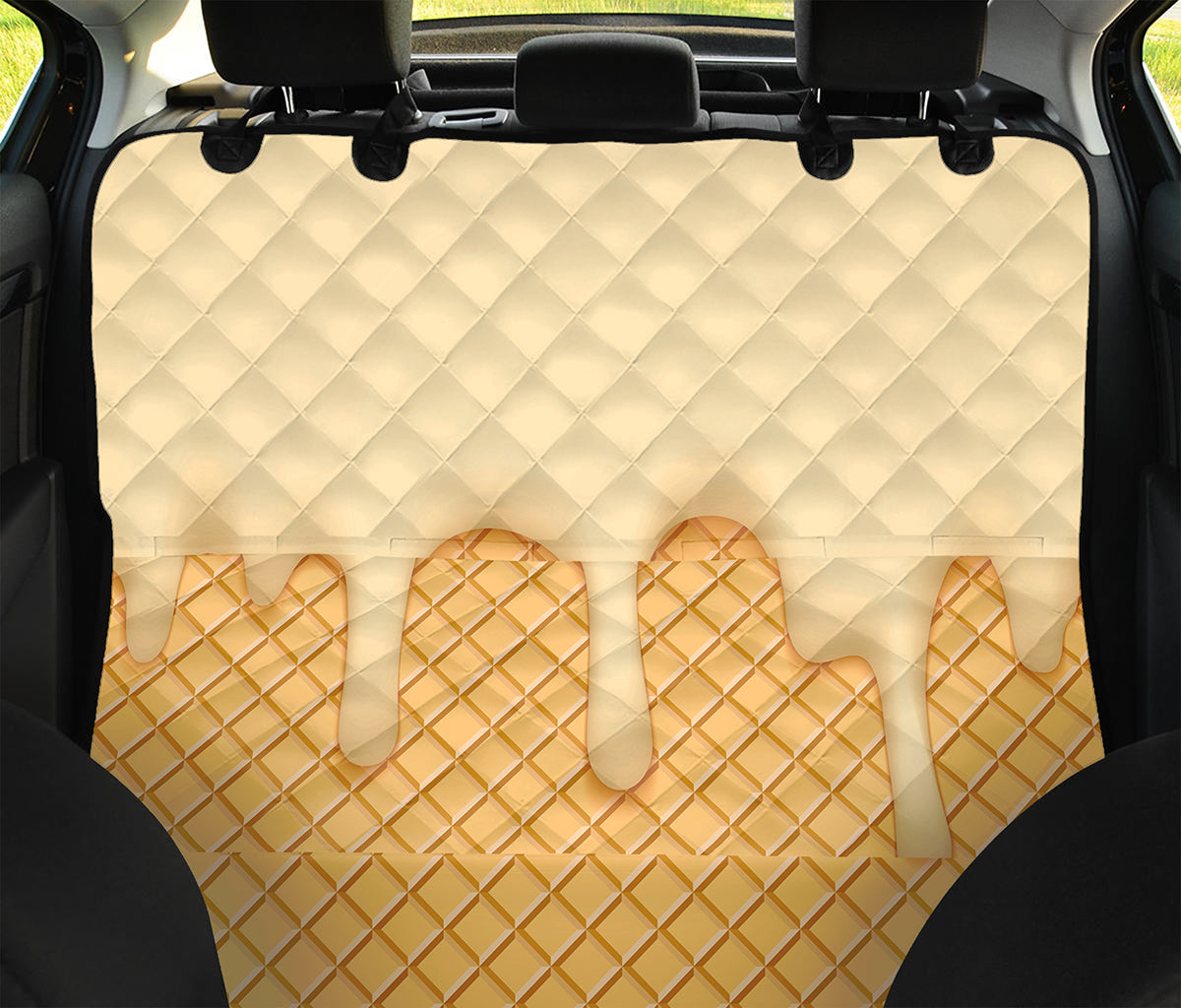 Vanilla Ice Cream Melted Print Pet Car Back Seat Cover