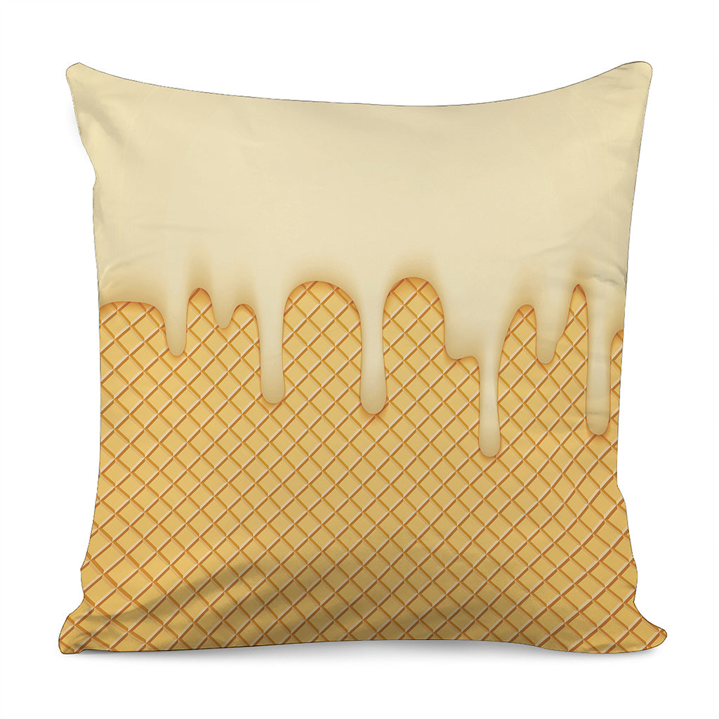 Vanilla Ice Cream Melted Print Pillow Cover