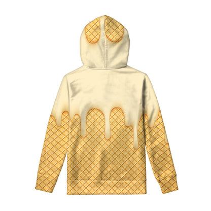 Vanilla Ice Cream Melted Print Pullover Hoodie