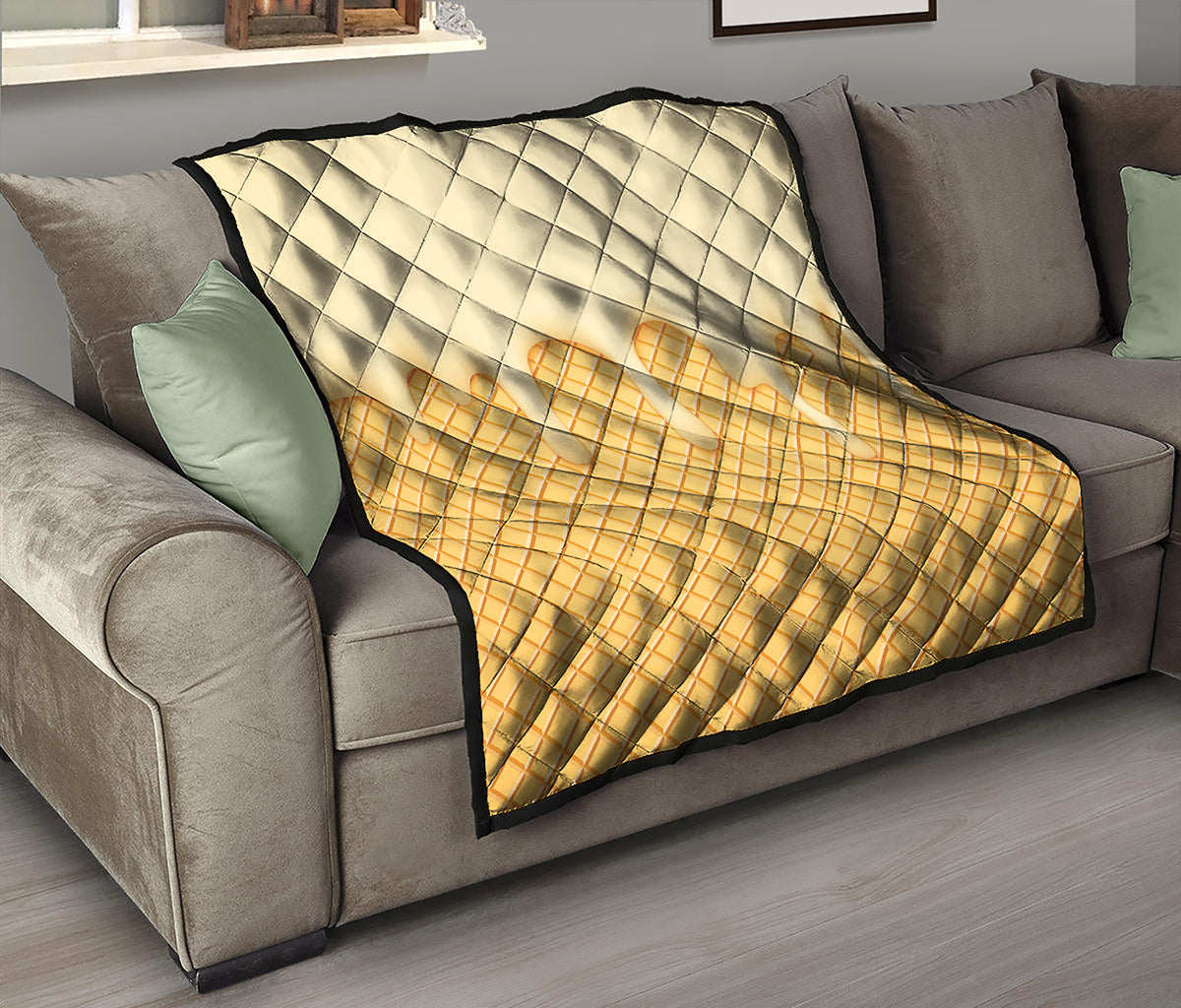 Vanilla Ice Cream Melted Print Quilt