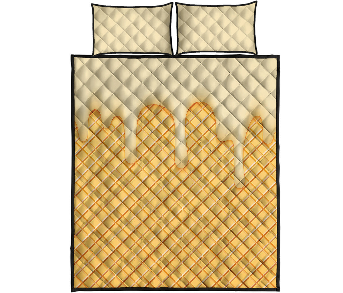 Vanilla Ice Cream Melted Print Quilt Bed Set