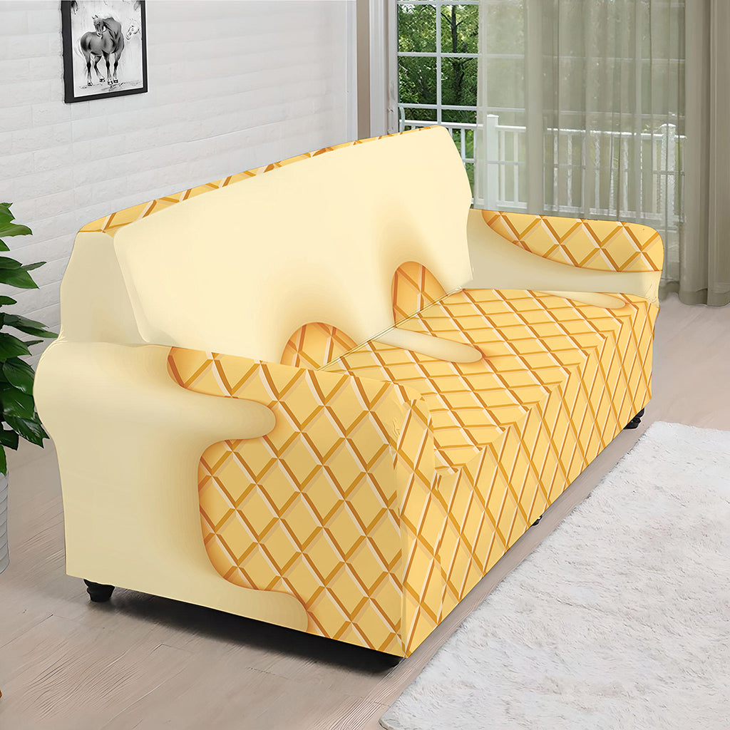 Vanilla Ice Cream Melted Print Sofa Cover