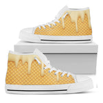 Vanilla Ice Cream Melted Print White High Top Shoes
