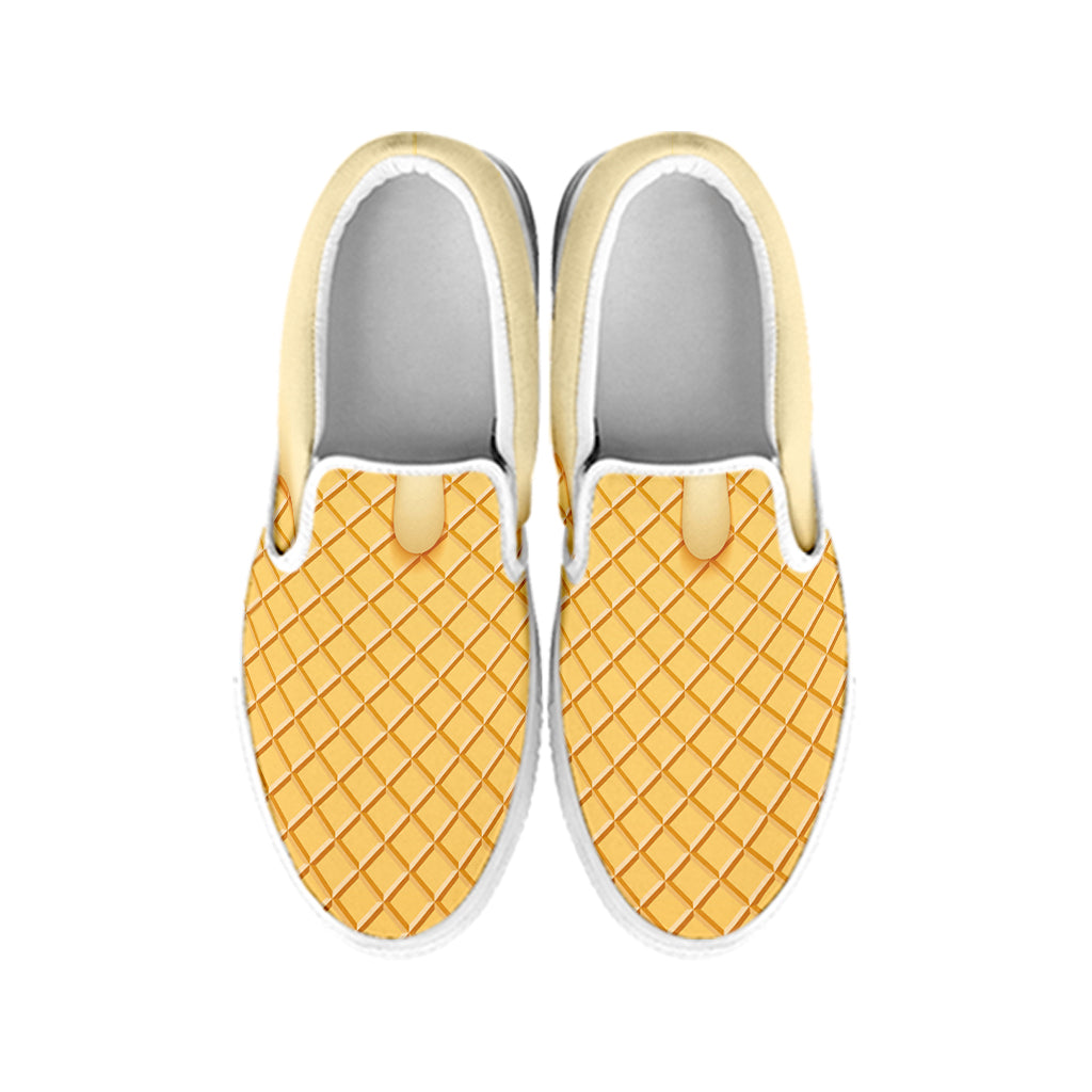 Vanilla Ice Cream Melted Print White Slip On Shoes