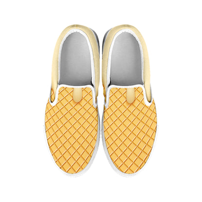 Vanilla Ice Cream Melted Print White Slip On Shoes