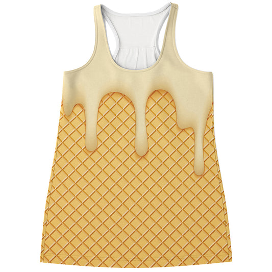 Vanilla Ice Cream Melted Print Women's Racerback Tank Top