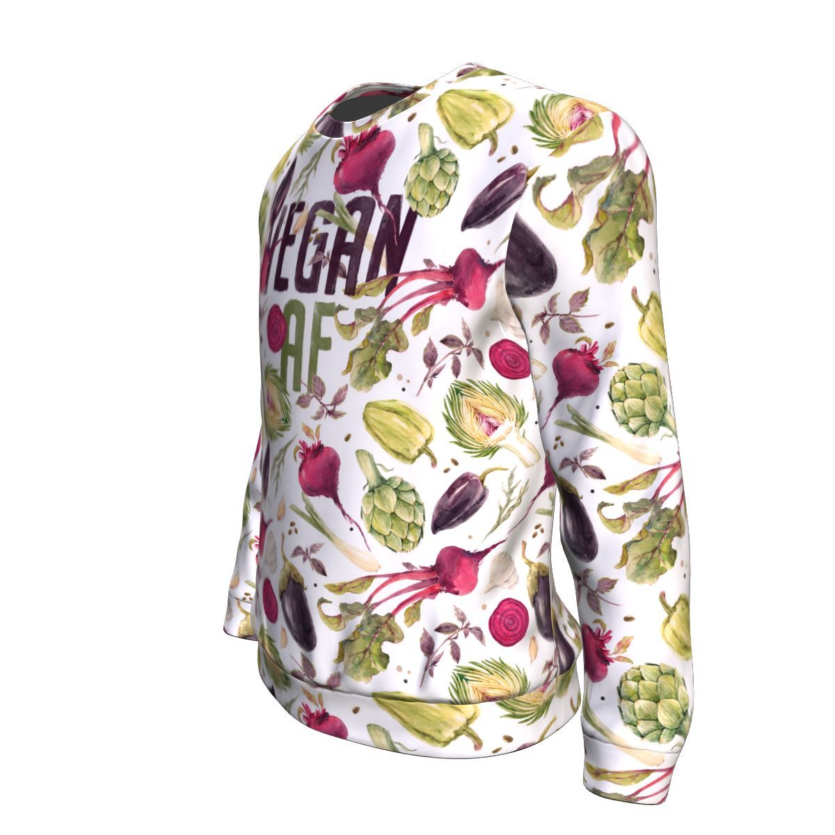 Vegan AF Vegetable Print Unisex Crewneck Sweatshirt GearFrost
