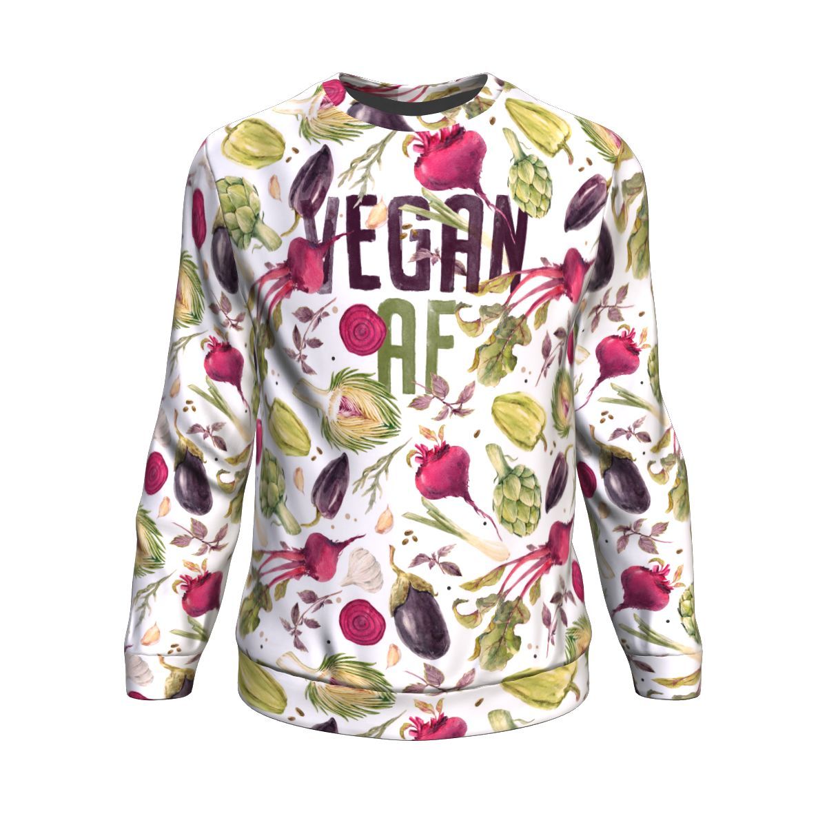 Vegan AF Vegetable Print Unisex Crewneck Sweatshirt GearFrost