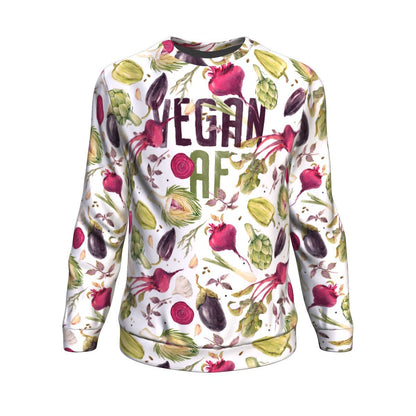 Vegan AF Vegetable Print Unisex Crewneck Sweatshirt GearFrost