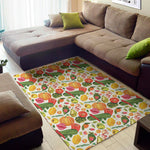 Vegan Fruits And Vegetables Print Area Rug