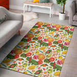 Vegan Fruits And Vegetables Print Area Rug