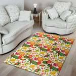 Vegan Fruits And Vegetables Print Area Rug
