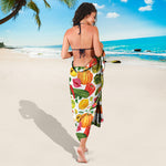 Vegan Fruits And Vegetables Print Beach Sarong Wrap