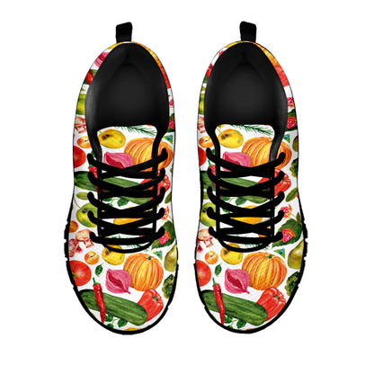 Vegan Fruits And Vegetables Print Black Sneakers