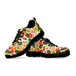 Vegan Fruits And Vegetables Print Black Sneakers