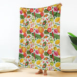 Vegan Fruits And Vegetables Print Blanket