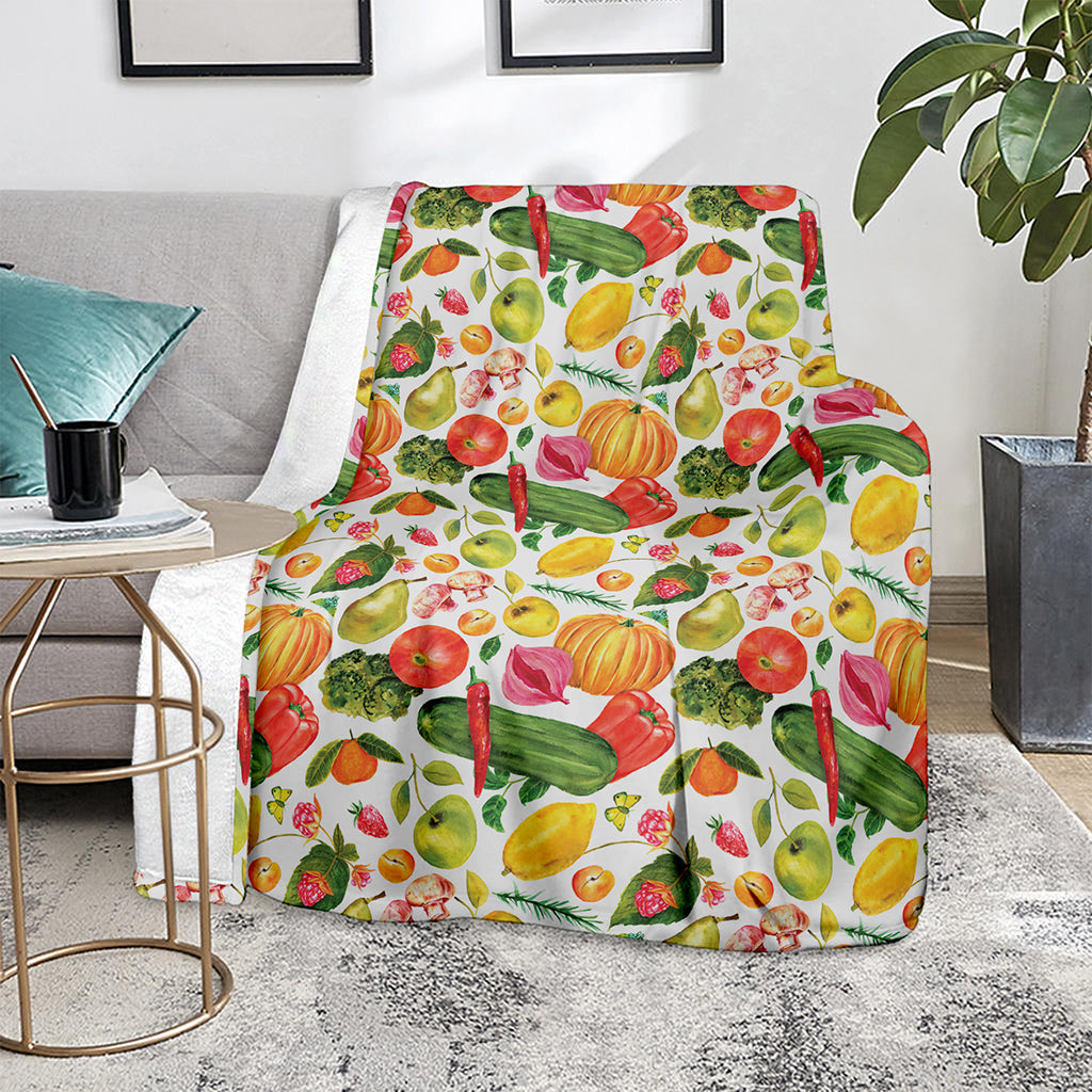 Vegan Fruits And Vegetables Print Blanket