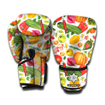 Vegan Fruits And Vegetables Print Boxing Gloves