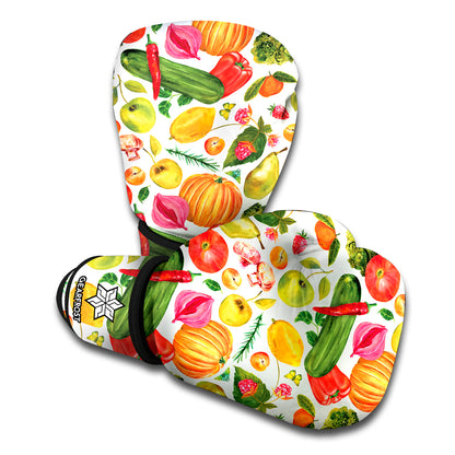 Vegan Fruits And Vegetables Print Boxing Gloves