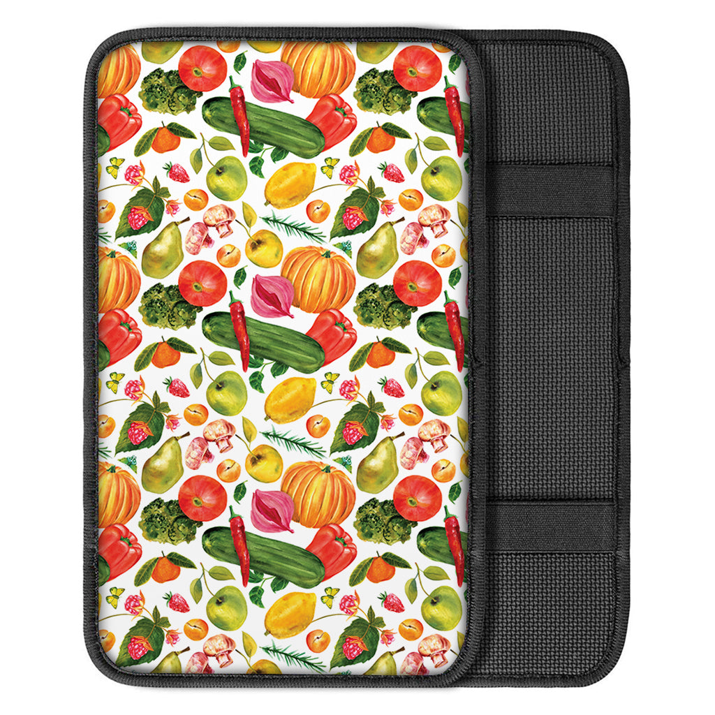 Vegan Fruits And Vegetables Print Car Center Console Cover