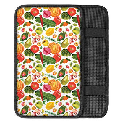 Vegan Fruits And Vegetables Print Car Center Console Cover