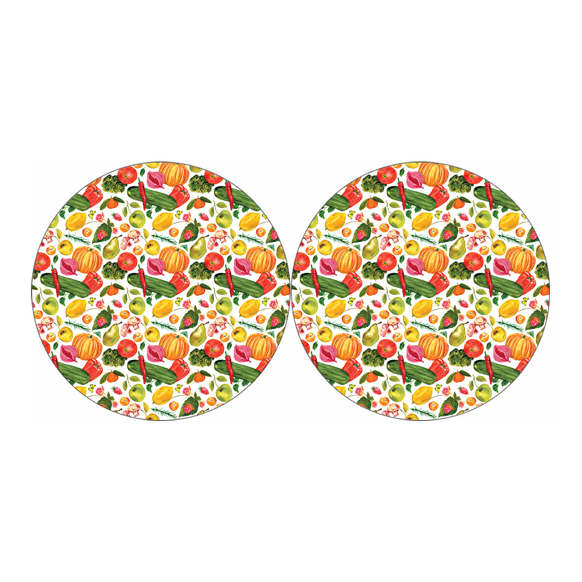 Vegan Fruits And Vegetables Print Car Coasters