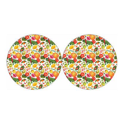 Vegan Fruits And Vegetables Print Car Coasters