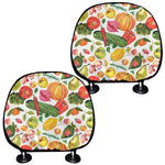 Vegan Fruits And Vegetables Print Car Headrest Covers